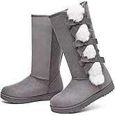 Iarus Winter Snow Boots for Women Warm Mid Calf Boots Comfortable Fuzzy Ladies Booties Classic Bow Tie Outdoors