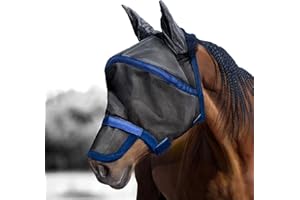 Harrison Howard Maskology Supreme Horse Fly Mask Stellar UV Protection with Detachable Nose Cover Well-Received 2-in-1 Mask Navy M Cob