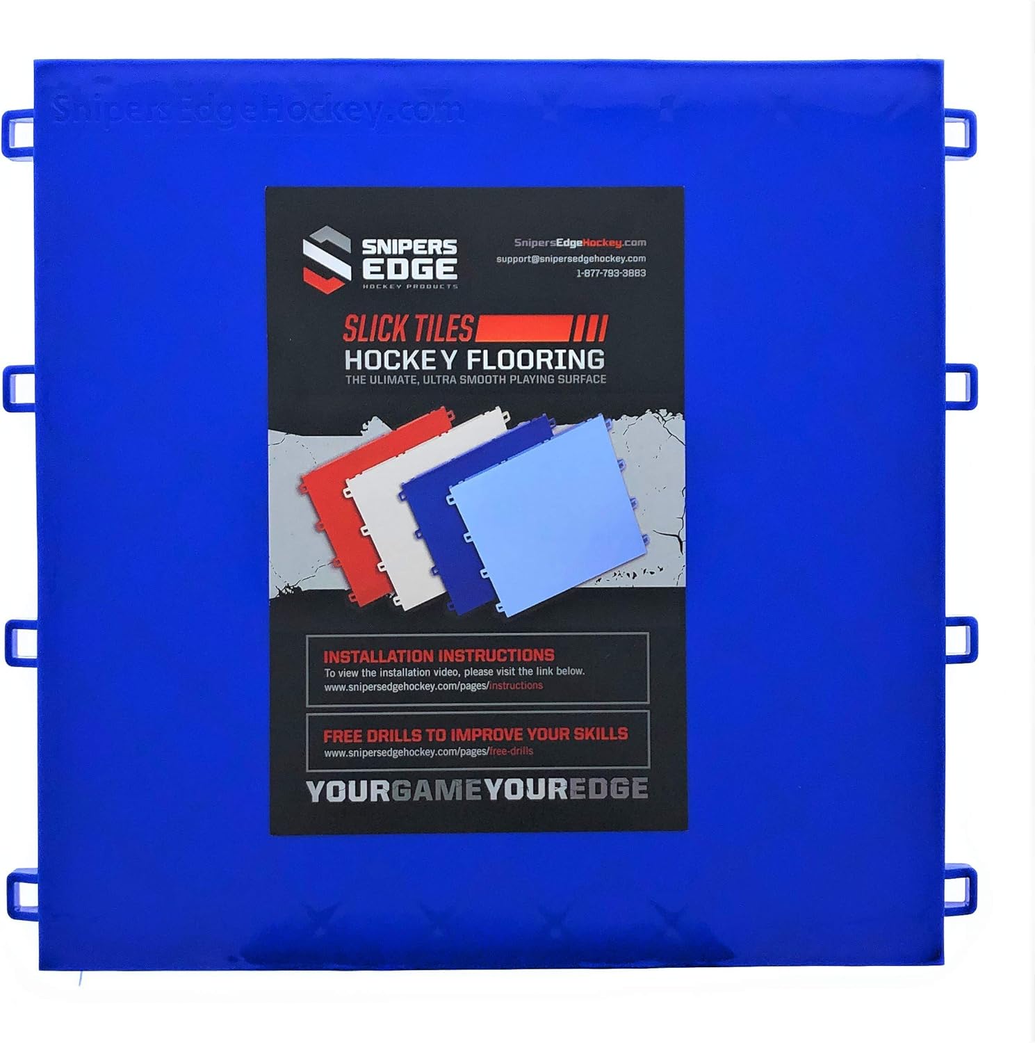 Sniper's Edge Hockey Dryland Slick Tiles (10 Blue Squares) – Premium Grade Technology with UV Coated Protection, Built to Last & Sized Right at 12” X 12” Per Tile (10 sq ft. per Box) – Made in USA : Sports & Outdoors