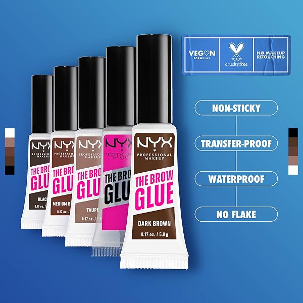 NYX PROFESSIONAL MAKEUP THE BROW GLUE, EXTREME HOLD TINTED EYEBROW GEL – DARK BROWN