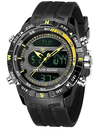 SharkNinja Hooktooth Shark Mens Silicone Quartz Wrist Watch Lcd Date Day Display Alarm Clock Sh599