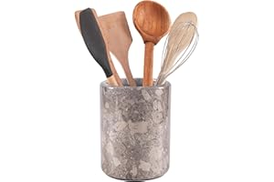 Radicaln Marble Utensil Holder Spoon Caddy Countertop Oceanic Handmade Kitchen Utensils Set Organizer - 5 Inch Flatware Chops