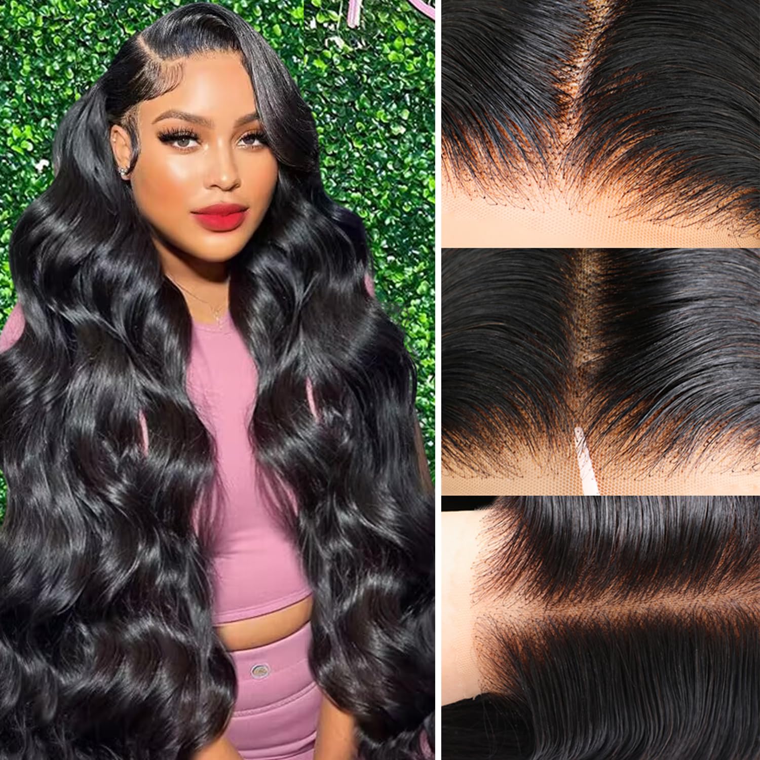 32 Inch Wear and Go Glueless Wig Human Hair Pre Plucked Pre Cut 12A Ready to Wear 7x5 Bye Bye Knots Body Wave Wig Invisible Bleached Knots HD Transparent Lace Front Closure Wigs Human Hair
