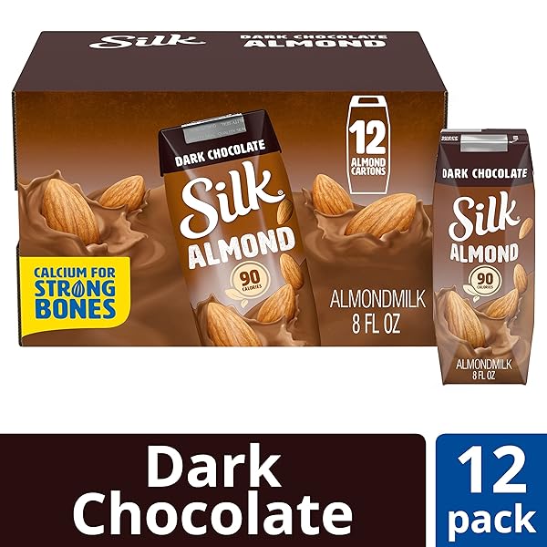SILK SHELF-STABLE ALMONDMILK SINGLES, DARK CHOCOLATE, DAIRY-FREE, VEGAN, NON-GMO PROJECT VERIFIED, 8 OZ. (PACK OF 18)