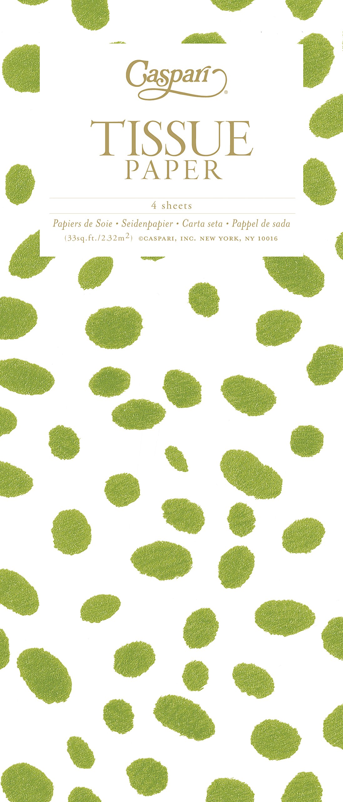 Spots Green Caspari Tissue Wrap 4 Sheets of 70 x 50 cm Luxury Tissue Wrapping Paper