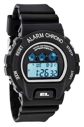 Sportech Mens | Matte Black Digital Water Resistant Sport Watch | SP10412