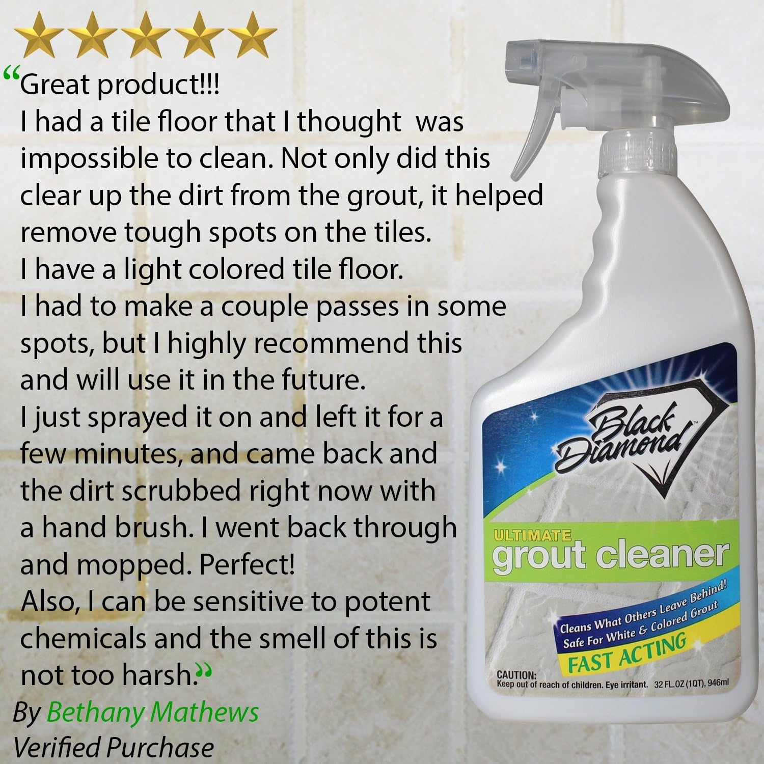 Ultimate Grout Cleaner: Best Cleaner for Tile, Ceramic, Porcelain, Marble Acid-Free Safe Deep Cleaner & Stain Remover for Even The Dirtiest Grout. (1-Quart) - Tile Cleaners - 