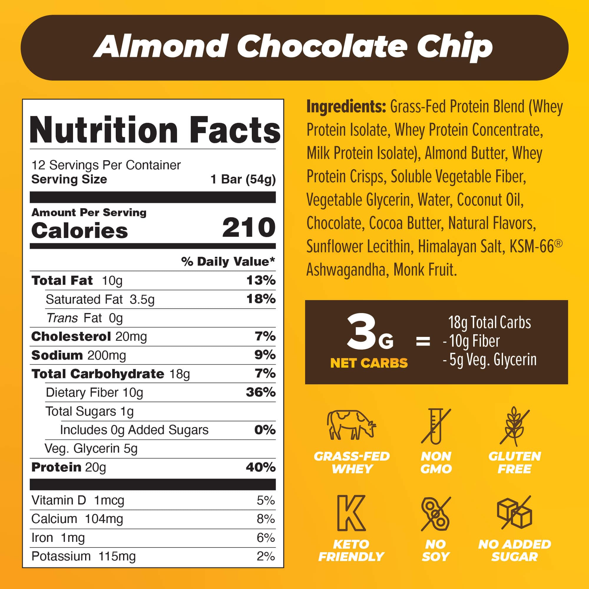 Atlas Protein Bar, 20g Protein, 1g Sugar, Clean Ingredients, Gluten