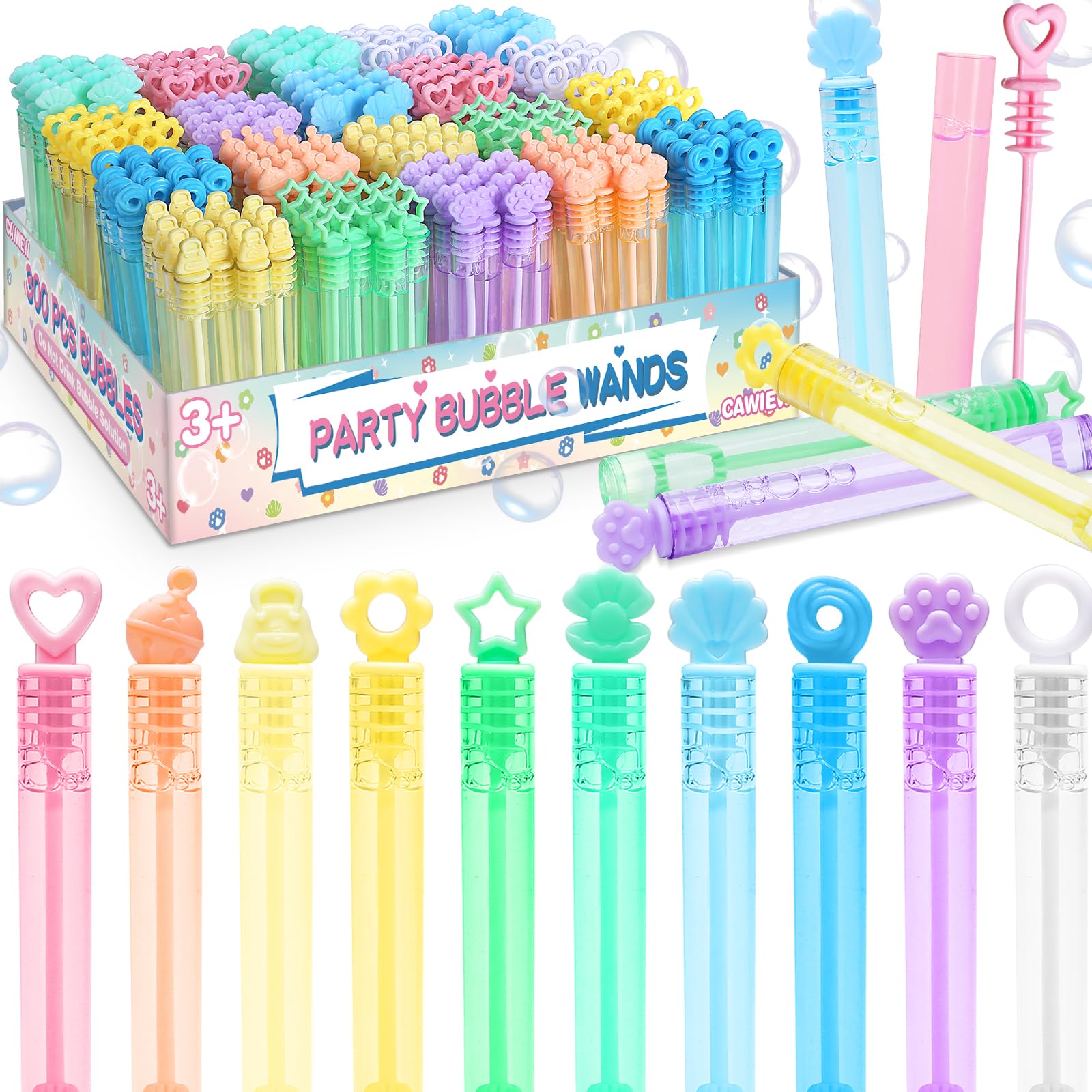 Kids Bubble Party Favors, 300 Pack Mini Bubbles Bulk with Gift Box, Pastel Bubble Wand Sticks for Party Toys, Birthday Supplies, Wedding Decorations, Carnival Prizes, Goody Bag Fillers Stuffers