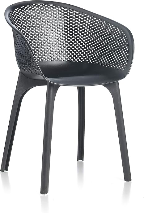 Amazon デザインチェアー Flow ノーラ チェアー ブラック プラスチック 軽量 屋外 室内 イス インテリア イタリア家具 Nora ガーデンチェア ベンチ