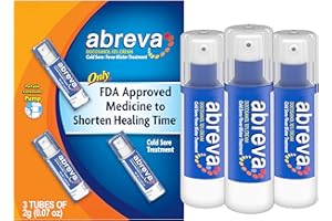 Abreva Docosanol 10% Cream Cold Sore Treatment, Fever Blister and Cold Sore Cream - 0.07 Oz Pump Bottle x 3