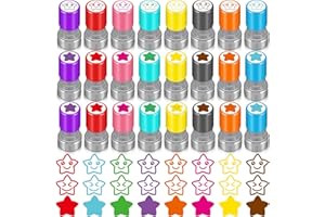 Yinder 24 Pcs Teacher Stamps for Classroom Self Inking School Classroom Stamps Bulk for Teachers Elementary Colorful Motivational Encouraging Gifts Christmas Stocking Stuffers(Star)