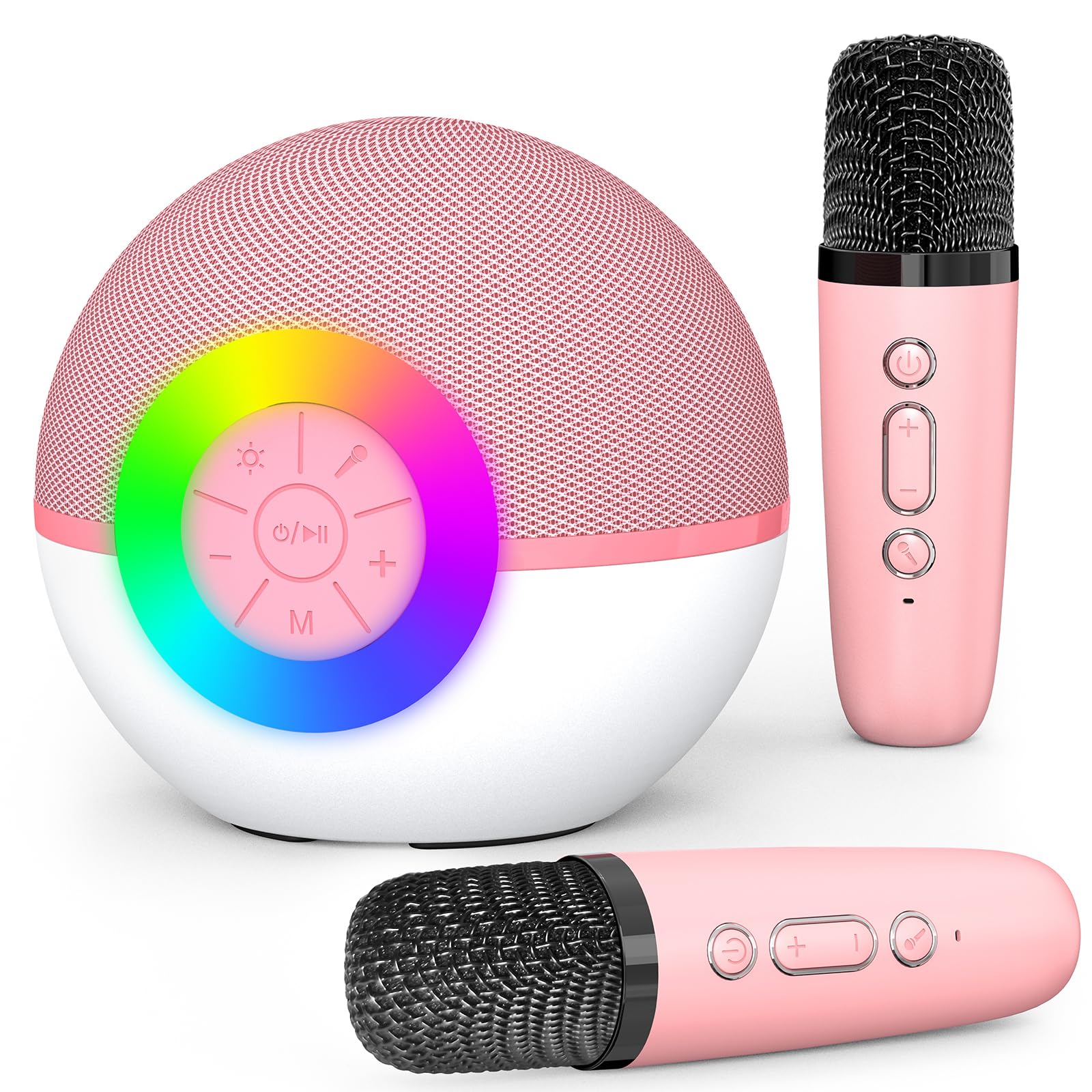 Photo 1 of Mgaolo Mini Karaoke Machine for Kids Adults,Portable Bluetooth Speaker with 2 Wireless Microphones,Gift Toys with MP3 Player for Boys Girls 3-12 Year Old Birthday Family Home Party Present (Pink)