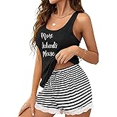 Ekouaer Womens Pajama Sets Sleeveless Tank Top and Shorts Pj Set Lace Hem Sleepwear S-XXXL