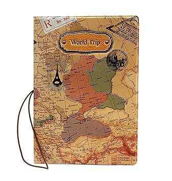 Di Grazia Brown Colour Waterproof Passport Holder, Passport Protective Case (Brown-Map-Passport-Cover)
