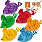 Retro Shaw Catnip Toys Crochet Mouse 6 Pcs - 100% Natural Catnip & Silvervine Blend Yarn Cat Nip Mice, Durable Hand-Knitted T