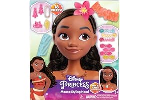 Disney Princess Moana Styling Head, 18-Pieces, Pretend Play, Officially Licensed Kids Toys for Ages 3 Up, Gifts and Presents