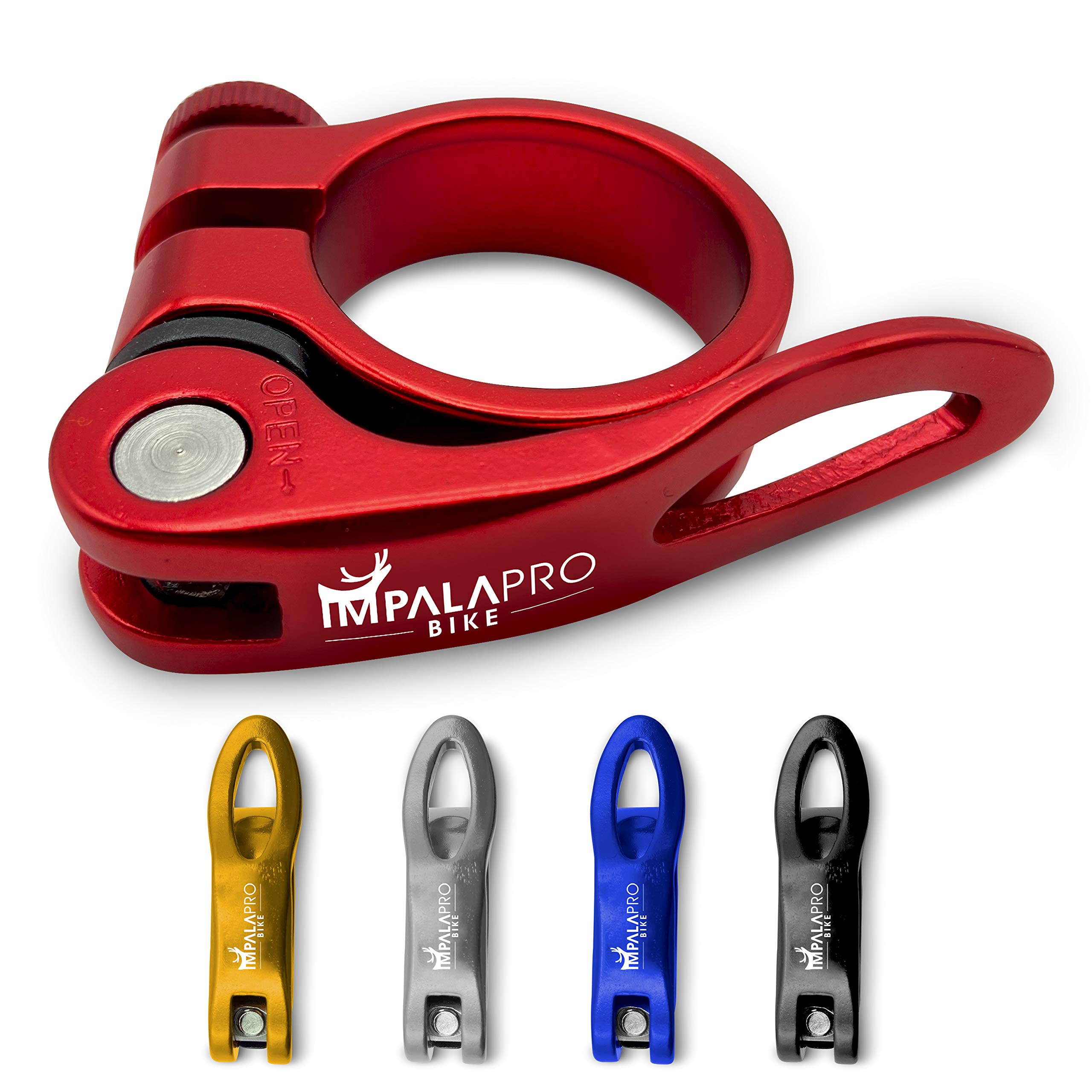 IMPALAPRO Bike Quick Release Seatpost Clamp - 7075CNC Bicycle Seat Lock (Red, 31.8 mm)