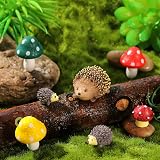 Dacitiery Resin Mini Hedgehogs and Mushroom Garden Figurines Set view 7