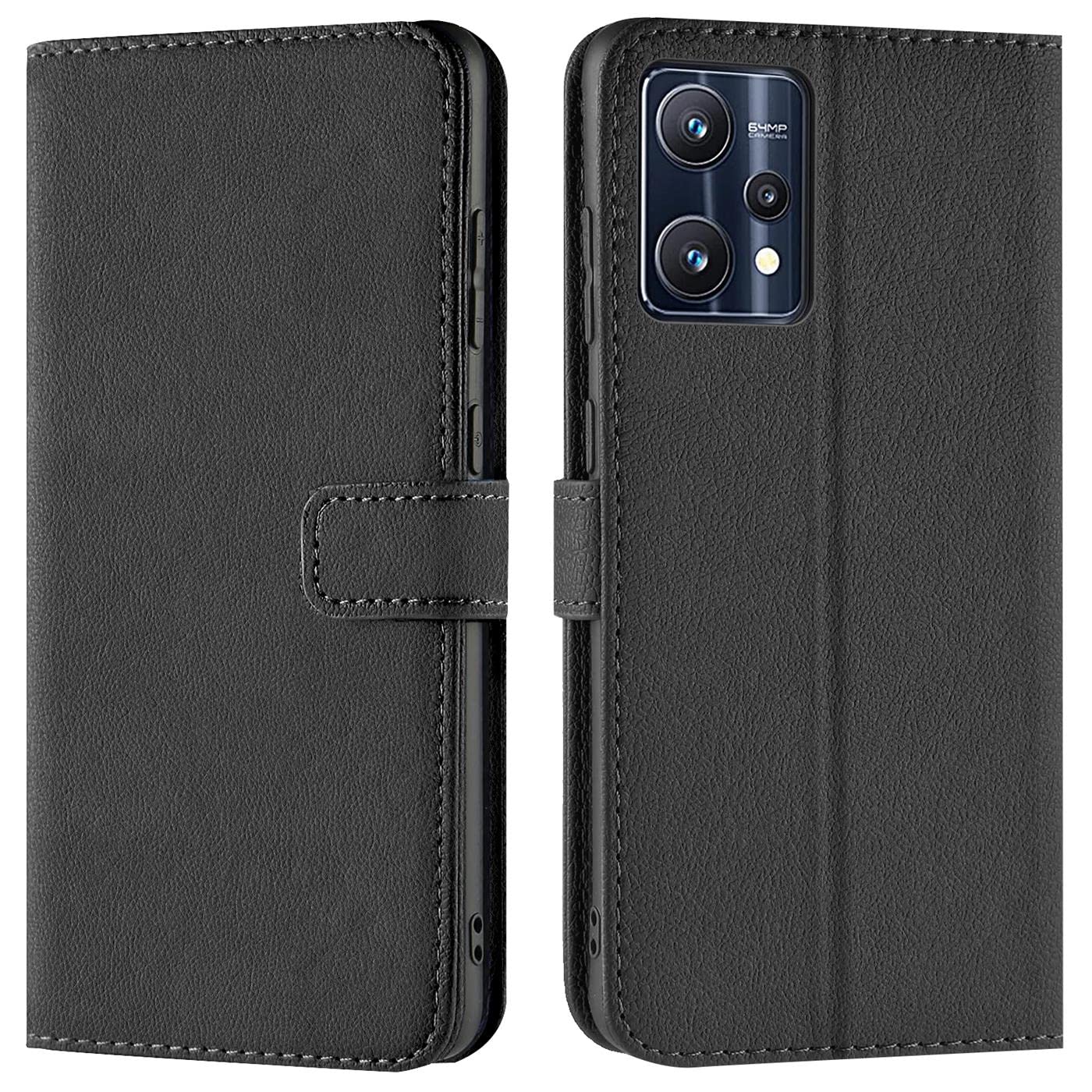 Verco Wallet Case for Realme 9 5G, Realme 9 Pro 5G Book Cover with Magnetic Closure compatible with Realme 9 5G / Realme 9 Pro 5G Flip Case with Card Slots Faux Leather - Black