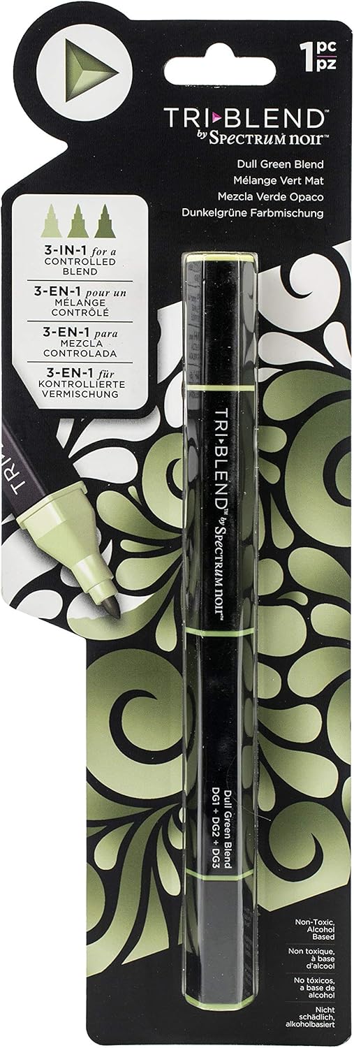 Spectrum Noir SN-TBLE-DGBL Blend Triblend Blendable Alcohol Marker 3 Colours in 1 Pen-Dull Green