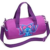 Disney Sports Duffel Bag, 15 x 7 x 7" Holdall 2 Pockets Adjustable Strap (Purple Stitch)