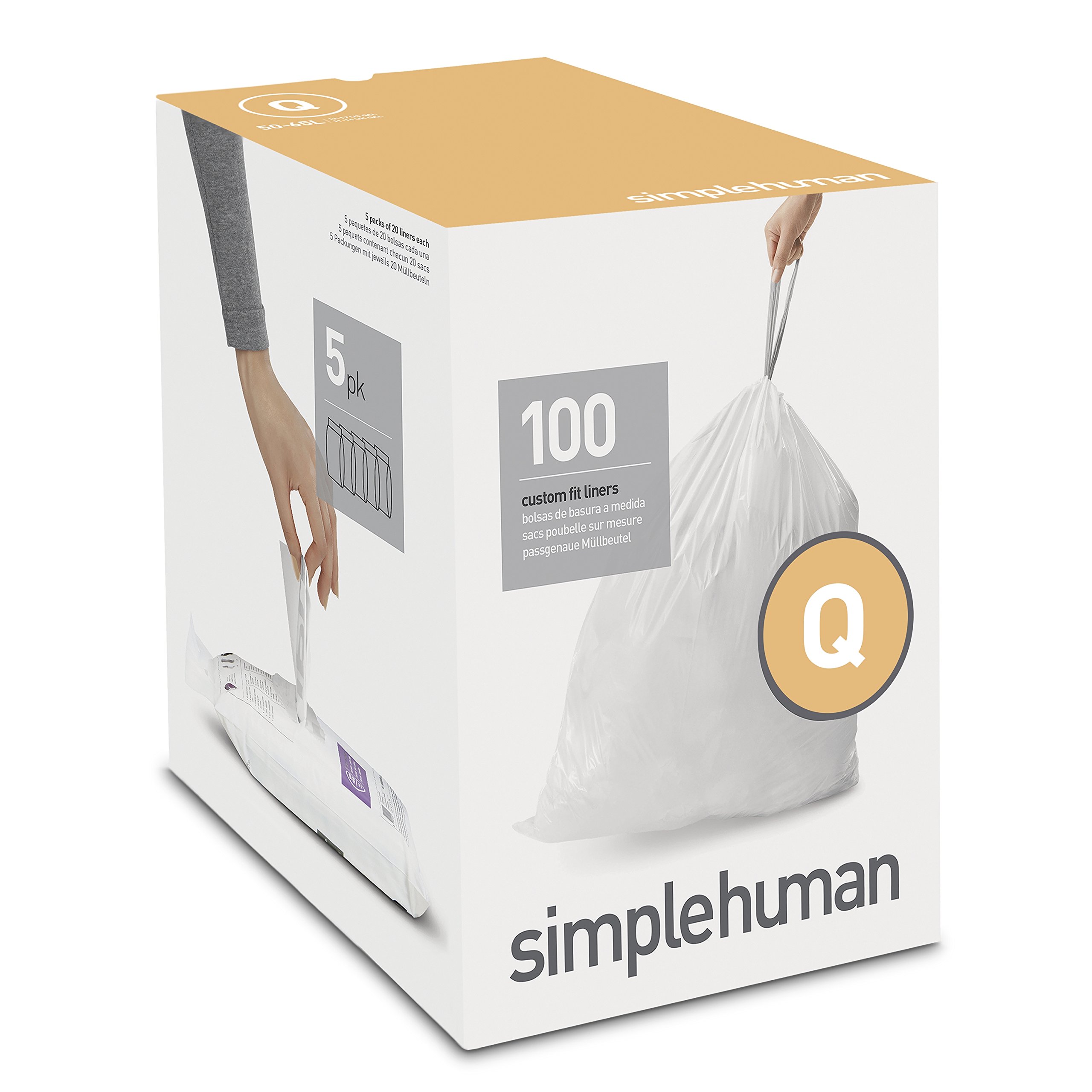 simplehuman Code Q Custom Fit Drawstring Trash Bags, 50 65 Liter 13