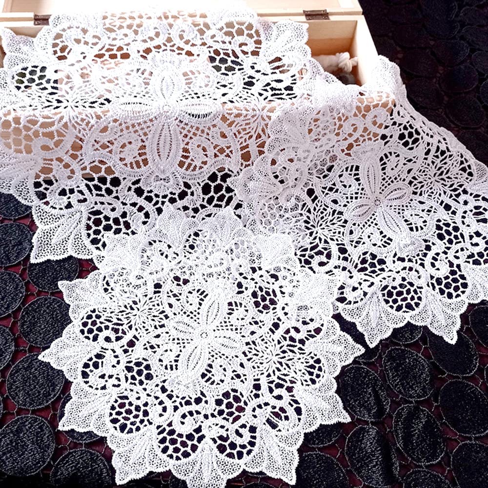 Set of 4 lace doilies, lace coasters, round flower shape mat, place mats, table, full crochet doilies, cup coasters for dining room, kitchen, banquet, wedding decoration, 40 cm, Campanula