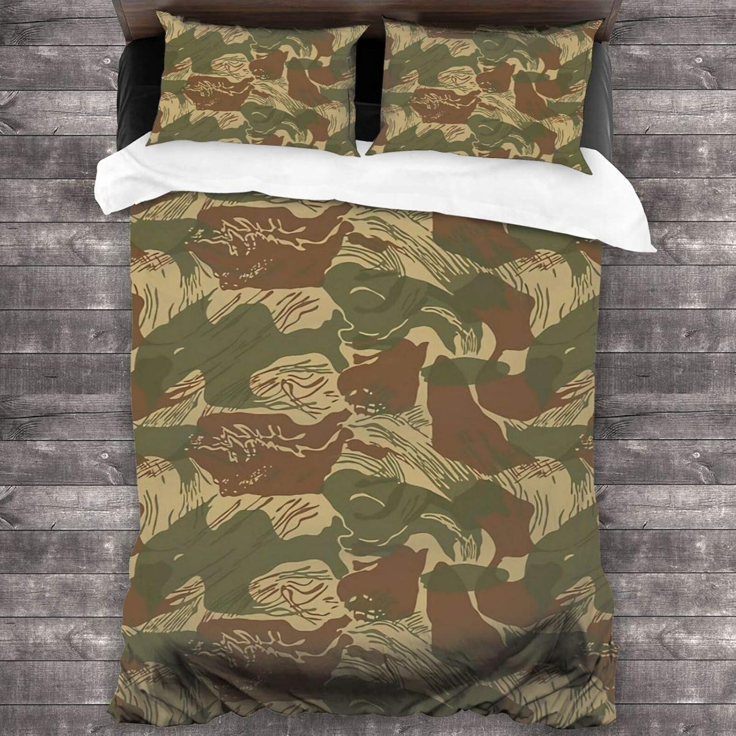 3Piece Bedding Set 218X177Cm（86"X70"）,Rhodesian Army Brushstroke Camo