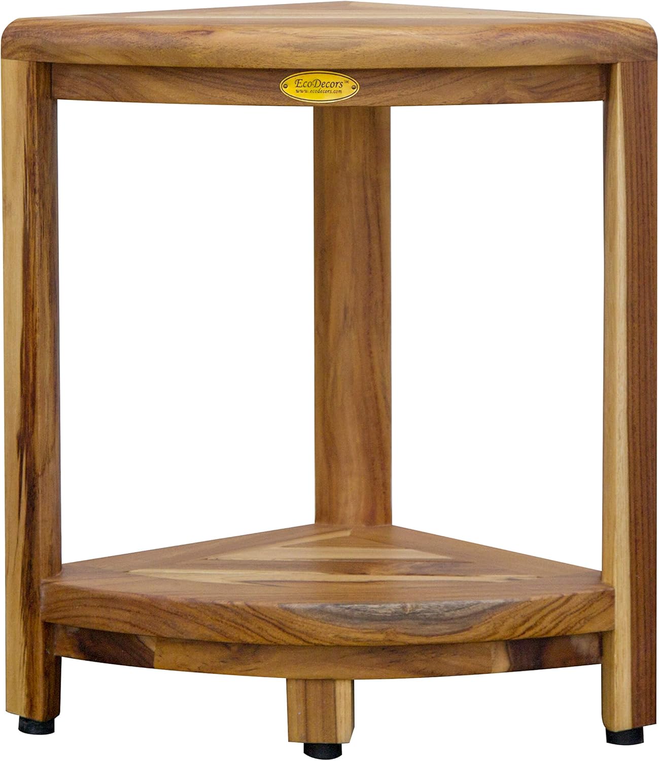 EcoDecors Oasis 2-Tier Teak Corner Shelf, Natural: Home & Kitchen