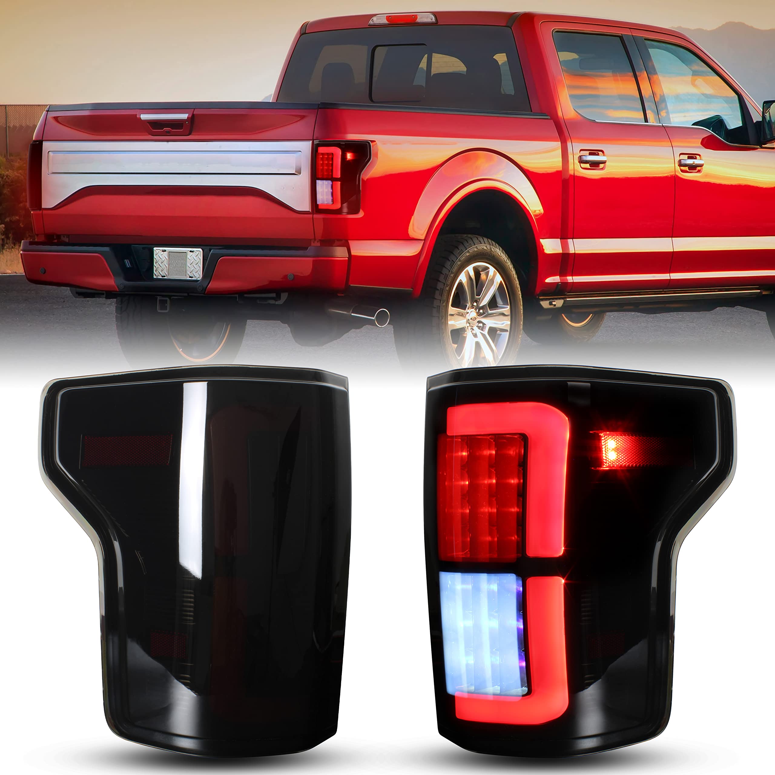 Photo 1 of POKIAUTO Full LED Tail Lights for F150 18-20, Upgraded Smoked Black LED Taillights Rear Lamps Parking Lights Assembly for Ford F-150 2018-2020 Accessories (2PCS)