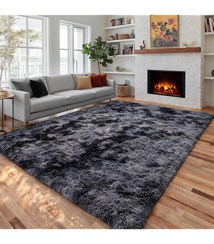 Amazon.com: Shaggy Area Rug 6x9 Feet,Tie-Dyed Plush Fluffy Grey
