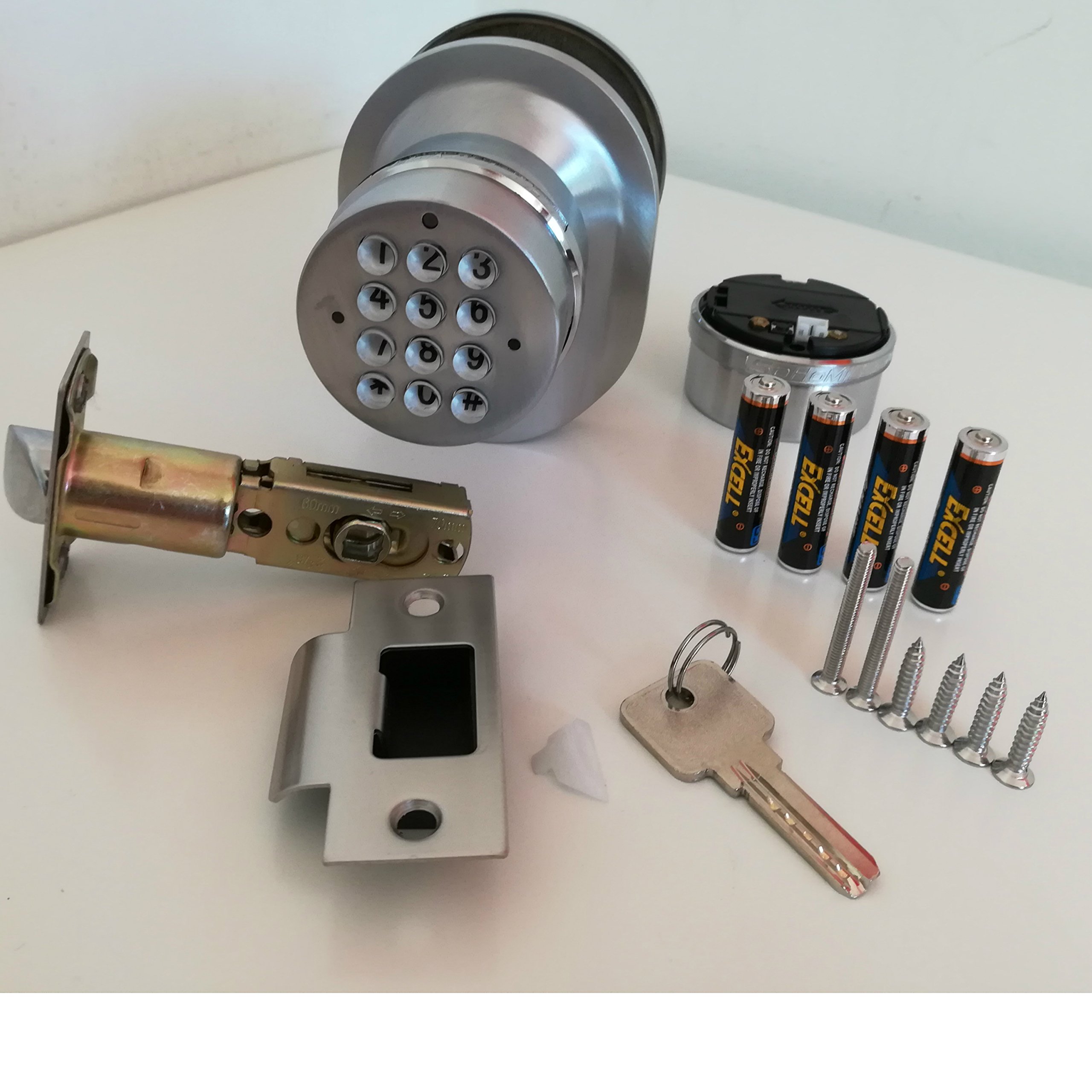 SoHoMiLL Electronic Door Knob with Backup Mechanical Key (Spring Latch