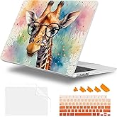 Lepeoac Case for MacBook Air 15 Inch 2025 2024 2023 Release M4 A3241 M3 A3114 M2 A2941, Hard Shell with Screen Protector & Keyboard Cover, Compatible with Touch ID, Glasses Giraffe