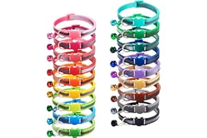 Flymind 18Pcs Reflective Puppy Collars, Cat ID Collars with Bell Adjustable 19-32cm, Soft Nylon Adjustable Breakaway Identification Collars for Puppy Kittens