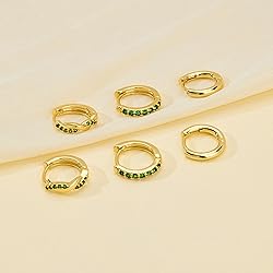 Inerney Gold Green Earrings Set for Women, Dainty