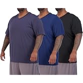 3 Pack Men's Big &amp; Tall Dry Fit V Neck T Shirts Athletic Workout Gym Tees | King Size, Short Sleeve, Moisture Wicking, Summer, Running, Gym, Casual, Sports, Breathable, Stretchy, Soft, Sleep Undershirt