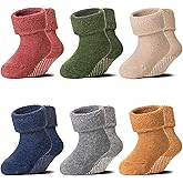 6 Pairs Baby Boy Girl Non Slip Socks Child Toddler Winter Thick Soft Wool Kids Warm Socks with Grips