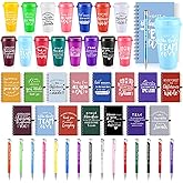 AmazingSpark 45 Pcs Employee Appreciation Gift Bulk 16 oz Plastic Tumbler Cups with Lid Notebooks Pens Bulk Thank You Gifts for Housekeeping Week Christmas Teacher Coworker Team(Multicolor,Team)