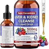 Biqyu Liver Detox and Repair Drops, 27-in-1 Kidney Support Supplement with Cranberry Extract & Chanca Piedra-Boost Urinary Tract, Bladder & Liver Health, Vegan & Non-GMO, 2 Oz