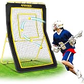 SPOYNAL 4 x 7 FT Lacrosse Rebounder, 5-Angle Adjustable Sports Net | Target strip and bounce-back net for solo lacrosse drills; also supports soccer, baseball and volleyball backyard practice