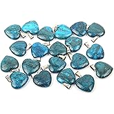 LE SKY 20 Pcs natural stone pendants heart shape healing stone charms for jewelry making