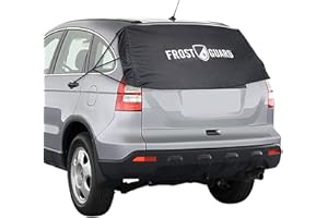 FrostGuard Rear Windshield Cover for Ice and Snow, For SUVs and Trucks - Rear Window Cover to Reduce Scraping, Elastic to Conform to Vehicle's Shape - Secure Hooks for Snug Fit - Black, 59 x 20 Inches