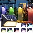 intelamp Solar Deck Lights with Remote Control, IP65 Waterproofing, Colorful RGB Solar LED Garden and Deck Lights, Atmospheric Solar Powered Fence and Wall Lights