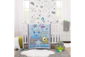 NOJO Disney Monsters, Inc. Cutest Little Monster Turquoise, Green, Purple, and Gray, Sully, Mike, and Randall 3 Piece Nursery Crib Bedding Set - Comforter, Fitted Crib Sheet, and Crib Skirt