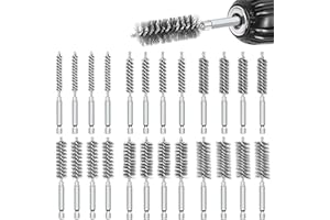 SUNJOYCO 24PCS Wire Bore Brushes Set for Power Drill, Stainless Steel Cleaning Wire Brush with 1/4 Inch Hex Shank for Tubes Pipe Ports Bearings Cleaning Drill Brush Attachments (8/10/12/15/17/19MM)