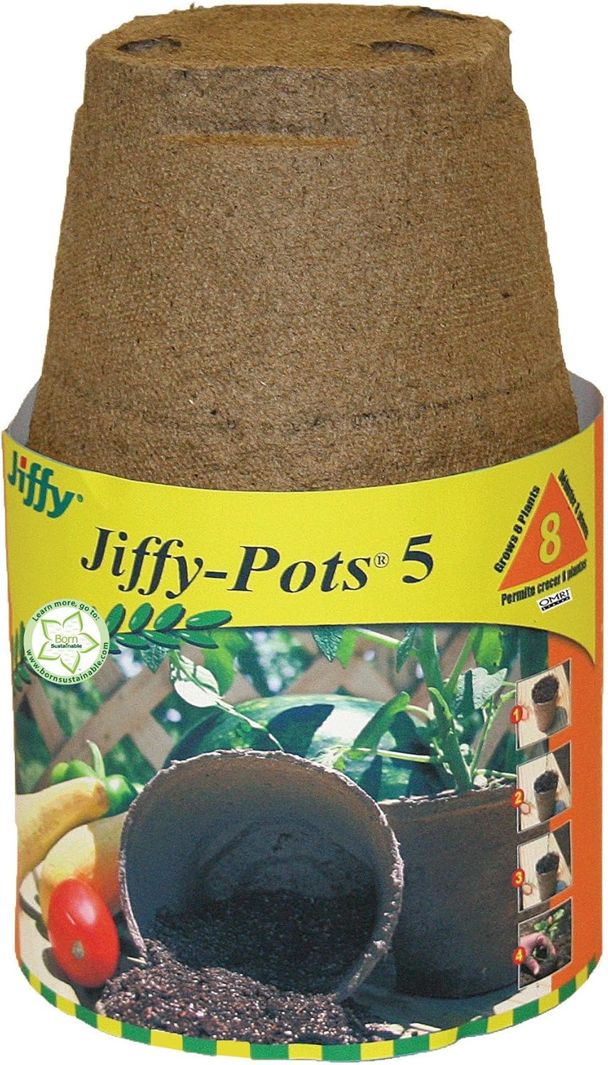 Jiffy JP506 5" x 5" x 8.5" Round Jiffy Pots® 5 8 Count