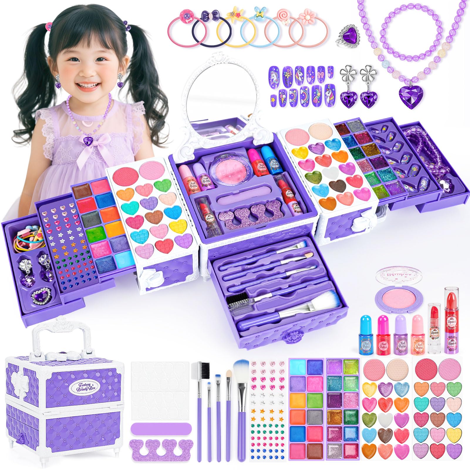 Dreamon Makeup Set, Girls, Makeup Set, Makeup Box, Elementary School Toys, Kids' Cosmetics, Dressers, Elementary School Students, Girls, Gift, 6, 7, 8, 9, 10, 11, 12, 13 Years, Birthday, Christmas