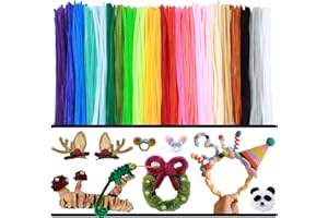 AHUIFT 200PCS 20 Colors Pipe Cleaners Craft Chenille Stems Bulk Thick Assorted Colorful Fuzzy Wire Sticks Fluffy Art Supplies for Kids, Toddlers, Adults, Teachers