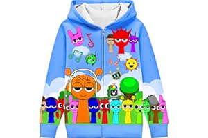 Iowillar Boys Girls Cartoon Sprunki Hoodies Little Kids Music Adventure Zip-up Sweatshirt Jacket Outfit
